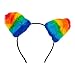 Lux Accessories Gay Pride Rainbow Furry Cat Ear Kitty Headband Hair Accessories