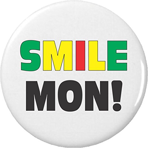 Smile Mon! 1.25' Button Pin Jamaican Ska Calypso Rastafarian Rasta Flag Reggae