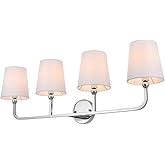 Living District Colson 4-Light Metal & Fabric Bath Sconce in Chrome/White