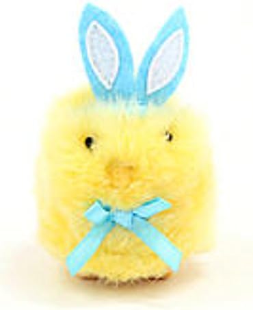 Easter Jubilee Palm Pet Yellow Chick Blue Bunny Ears Chrips Measures 4" by 3"