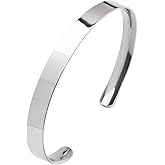 Men's Solid 925 Sterling Silver Bangle, Plain Silver Cuff Bracelet for Men - Gift Boxed - Ideal Jewelry Gift for men