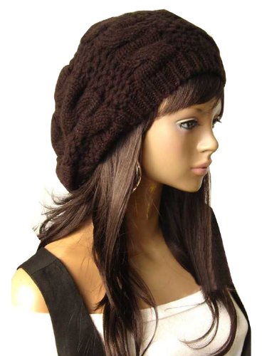 QMYÂ® Slouchy Beanie Winter Lady Women Baggy Beret Chunky Knit Knitted Braided Beanie Hat Ski Cap (Coffee)
