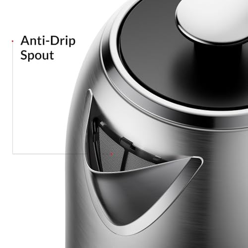 Feller Germany, Retro Style 1.7L Kettle with Thermometer, 2200 W, Stainless Steel Body, STRIX Controller, Dry Boil & Automatic Switch-Off, Ek200, 2Y Guarantee-UAE Version (Stainless Steel)