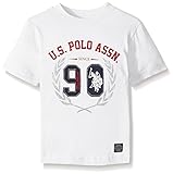 U.S. Polo Assn. Boys' Crew Neck Iconic Graphic Logo T-Shirt,White H5HD10WHV,5/6