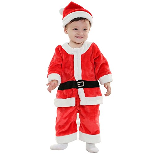 F&C Christmas Baby Boys Santa Claus Suit Costume Cosplay Santa Hat