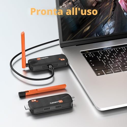 Wireless HDMI Transmitter and 2 Receivers with Up to 6 RX, 5G Transmission Plug & Play APP Display, 1080P@60Hz with 4K Video Decoding for Laptop Camera Monitor Projector – 165FT/50M