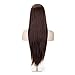 MelodySusie Dark Brown Long Straight Wig for Women, 31 inches Silky Long Straight Wig with Bangs Synthetic Wig Hair Halloween Heat Resistant Natural as Real Hair with Free Wig Cap, Dark Brown