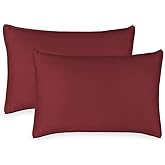 King Pillowcases by Pure Bamboo, Genuine 100% Organic Viscose Derived from Bamboo, Luxuriously Soft & Cooling, Double Stitching, Envelope Closure (2 King Pillowcases, Merlot)