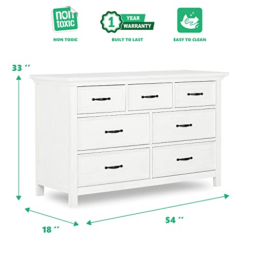 Evolur Belmar Double Dresser in Weathered White, Comes Assembled