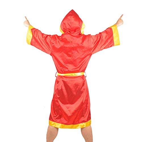 Heaven2017 Boxing Robe with Hood for Men MMA Boxing Match Muay Thai (Red M)