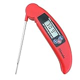 Instant Read Cooking Thermometer - Collapsible Pocket Thermometer with Magnetic Back, Long Probe Digital Meat Grilling Thermometer w/ LCD Screen - for Food, Meat, Grill, BBQ, Milk and Bath Water