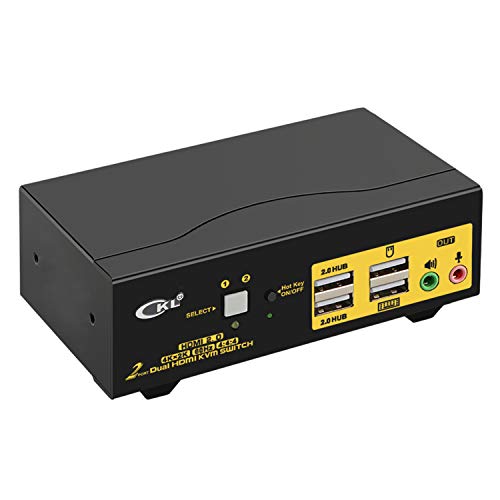 CKL HDMI KVM Switch 2 Port Dual Monitor 4K 60Hz, 2x2 PC Monitor