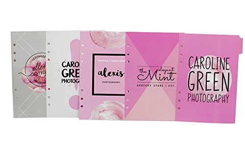 Aimeio Colorful A5 Size 6-Ring Binder Refillable Paper Index Dividers Pages with 5 Tab for Filofax Spiral Notebook Planner,5 Sheets (A5 Pink)