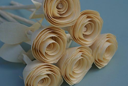 6 Handcrafted Wood Roses for 5 th Anniversary, Birthday Flowers, Romantic gift for her.