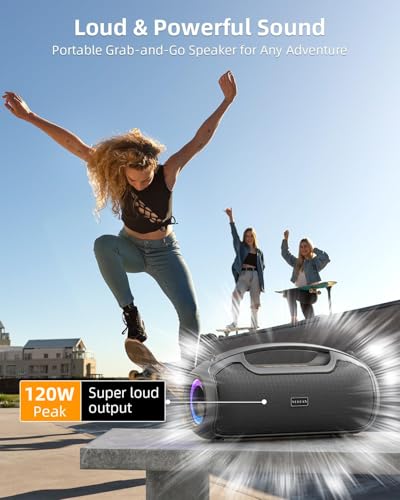 Portable Bluetooth Speaker, (200W MAX) 120W Powerful Wireless Speaker, IP65 Waterproof Bluetooth Speaker, Deep Bass/DSP/Bluetooth 5.3/TF/USB, Ideal for Parties, Outdoors, Family, Gift