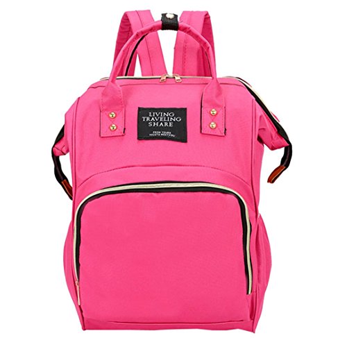 Diaper Bag Backpack Women Large Capacity School Bags Laptop Travel Nappy Bags (Hot Pink)