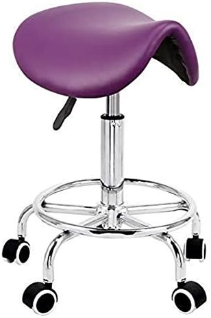 Zfggd Saddle Salon Massage Chair Adjustable Swivel Hydraulic Gas Lift Ergonomic Stool For Hairdressing Manicure Tattoo Therapy Beauty Massage Spa Salon, Purple