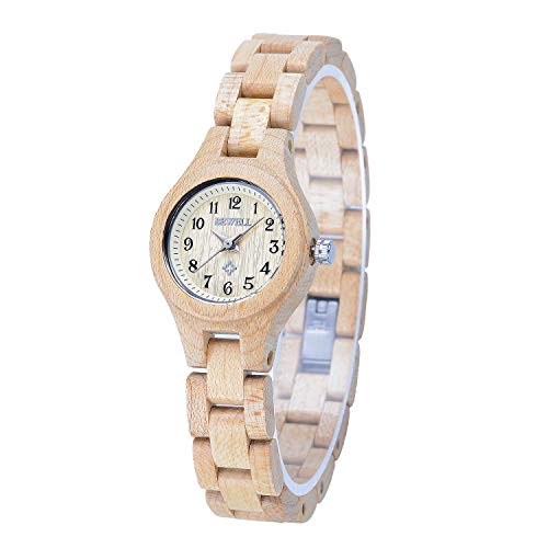 Bewell Cute Light Weight Wood Students Girls Watch Quartz Movement Women's Slim Wooden Wrist Watches
