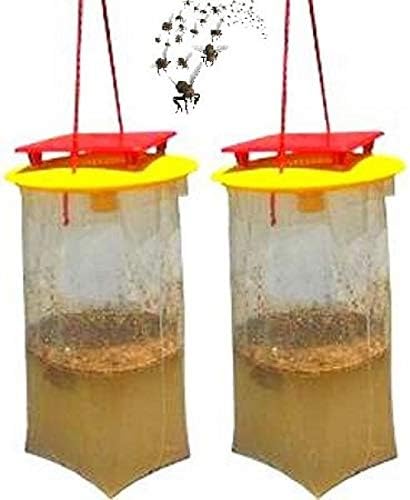Redtop Flycatchers Compact Size 1 Twin Value Pack (2 Traps Included) - 100% Non-Toxic Disposable Outdoor Fly Trap - Designed to Attract Egg-Laying Females