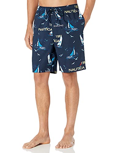 Nautica Men's Soft Woven 100% Cotton Elastic Waistband Sleep Pajama Short