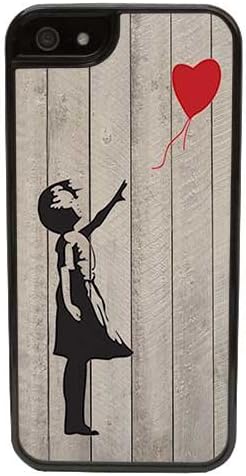 iPhone 6s Case, CellPowerCasesTM Banksy Red Heart Balloon Girl on Wood [Flex2 Series] - iPhone 6s (4.7) Black Case [iPhone 6s (4.7) V2 Black]