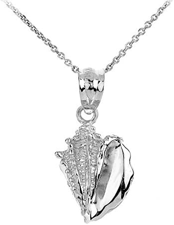 925 Sterling Silver Sea Shell Charm Pendant Necklace