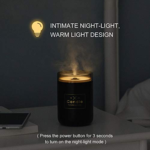 Topmate Mini USB Humidifier Cool Mist Ultrasonic Candle-Shape Air Humidifier Portable with Warm Night Light Auto Shut-Off for Office Home and Car | White - Thumbnail 5