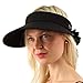 Sun Protection UPF UV Wide Big Brim Linen Cotton Beach Pool Visor Cap Hat Black