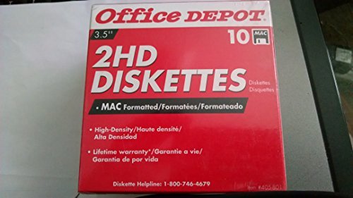 Office Depot(R) 3 1/2" Diskettes, Mac Format, DS/HD, Black, Box Of 10