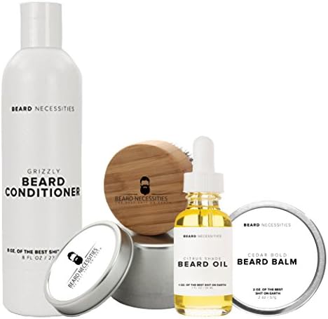 Beard Grooming Kit By Beard Necessities Set Includes Conditioner, Oil, Balm &amp; Brush. Care For Your Beard Today!