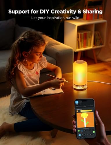 Govee Bedside Touch Table Lamp, Night Light Kids LED RGBICWW Works with Matter and Alexa,with Music Sync and 64 Scene Modes,Nightstand Light for Bedroom Decor(Corded Electric)