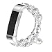 GHIJKL Beaded Bracelet for Fitbit Alta HR and Alta, Fashion Handmade Elastic Stretch Faux Preal Luxury Women Replacement Strap Band, White, Small