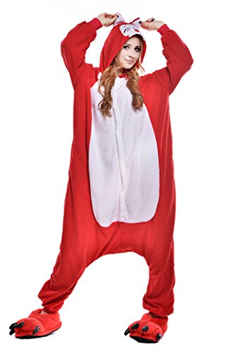NEWCOSPLAY Unisex Fox Anime Pajamas Costume Adult Animal Cosplay Onesie Dress