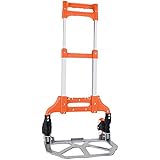 150 lb. Capacity Aluminum Hand Truck, Folds Down to Just 2" by Knack (Orange)
