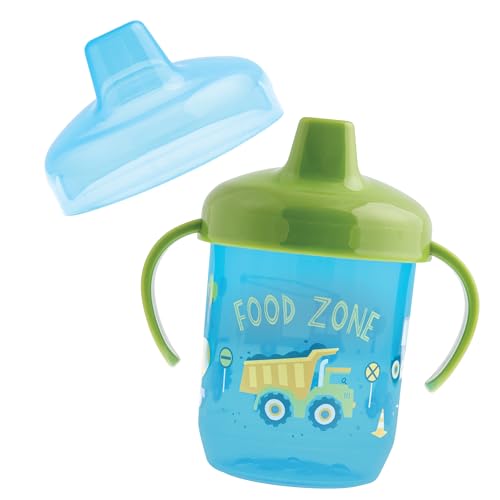 Stephen Joseph, Toddler Sippy Cups with Easy-Grab Handles, Reusable Toddler Cups - Kids Cups and Snap On Lids for Ages 9 Months and Up, Construction