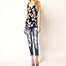 AIMTOPPY Womens Butterfly Print Sleeveless Chiffon Tank Top Shirts Crew Vest (L)