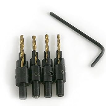 Generic 4pcs Ti Tapered Drill Countersink Drill Bit Screw Set Wood Pilot Hole With Hex Shank Wch Hss Woodworking Counter Bit Set