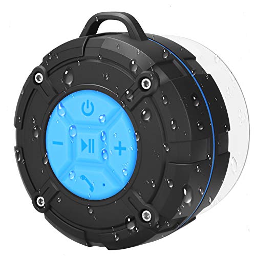 PEYOU Enceinte Bluetooth Portable,Étanche Haut-Parleur de Douche sans Fil IPX7 Parleur à Voix Haute stéréo de Bluetooth 4.2 avec Batterie 400mAh,Ventouse puissante,pour la Plage,Piscine et Cuisine
