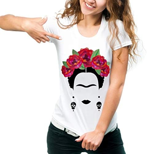KDFOKAJROKJ Womens Frida Kahlo Personalized Artist Summer Oversized Short Sleeve T Shirt