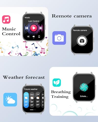 RUIMEN Smartwatch with Calls, Smart Watch Receive Call and Voice Assistant, Smartwatch Woman Man with Pedometer Blood Oxygen Waterproof IP68 100+ Sports Modes
