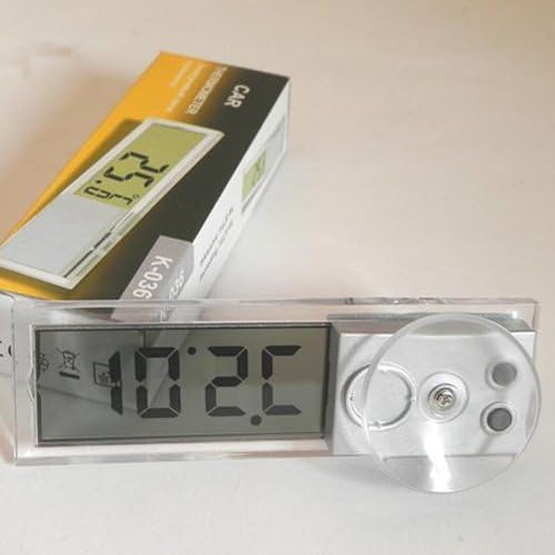 Car Home Mini Electronic Digital Clock with Transparent LCD Display/Suction Cup - Gray