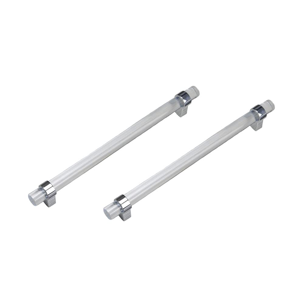 CONPHERON 2 Pcs Modern Silver Acrylic Zinc Alloy Cabinet Pull Handle Drawer Knobs 192mm