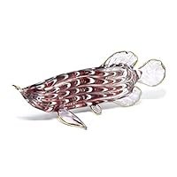 NaCraftTH Handicraft Figure Murano Glass Artwork Arowana Fish Animal Sculpture Feng Shui Home Fish Tank Aquarium Decor (Red)