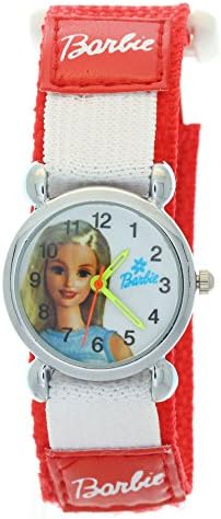New Product! Adorable Barbie Red Nylon Velcro Band Fashionable Cartoon Girls Watches