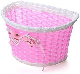 Girl's Bicycle Basket Cycling Front Basket Flowery Shopping Bike Baskets Accessories for Children Kids (Pink)