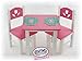 Matty's Toy Stop 18 Inch Doll Furniture Pink/White Wooden Table and Chairs Set with Placemats (Floral Design) - Fits American Girl Dolls