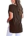 Women T Shirts Short Sleeve Cotton Blouse Tops Loose Fit Plus Size Coffee XL