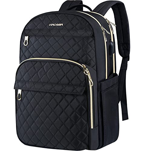 KROSER Laptop Rucksack Damen 15,6 Zoll Schwarz