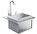 SUNSTONE B-PS21 Commercial Sink with Lid and Cutting Board, 21-Inch