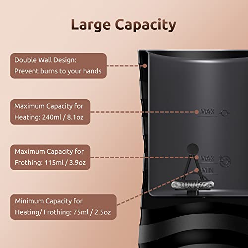 RATRSO Milk Frother, Electric Milk Steamer Soft Foam Maker with Two